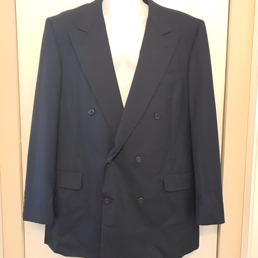 Hickey Freeman Blue Doubled Breasted Blazer 46XL